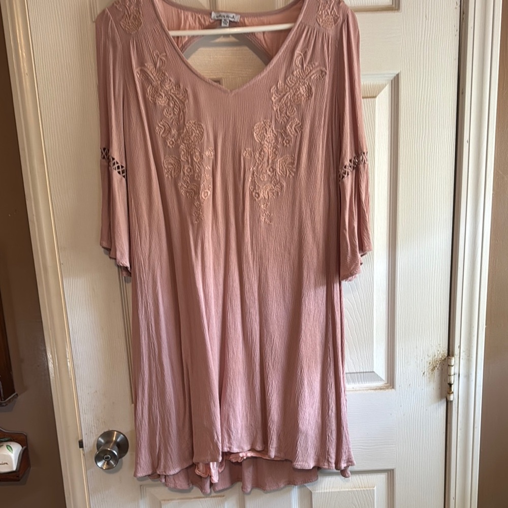 Pink Embroidered Women's Top
